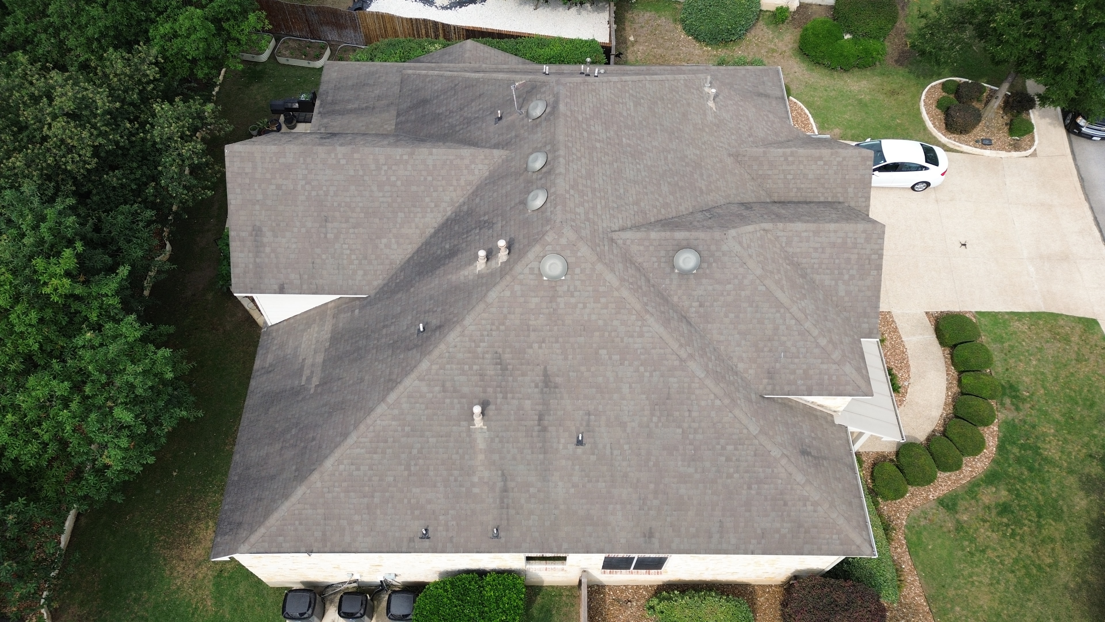 Aerial view residential house roof